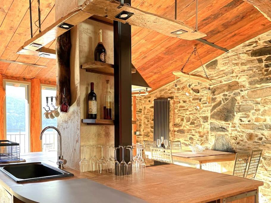Romantic Home Stone With Amazing View Lake Of Como And Oleandra Laglio Zewnętrze zdjęcie